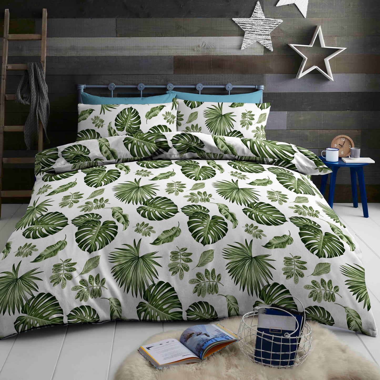 Bed Sheet Set with Beautiful Green Leaf Patterns