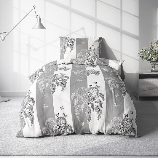 Bed Sheet Set with Beautiful Grey Wind Bell Patterns