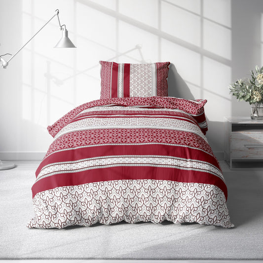 Bed Sheet Set with Beautiful Red Stripe Patterns