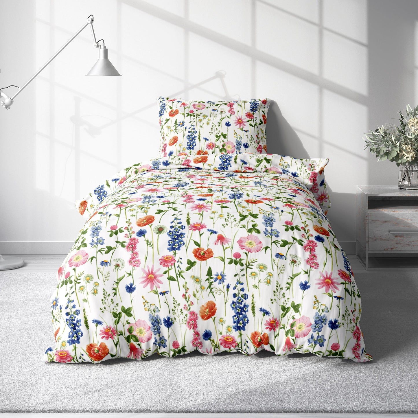 Bed Sheet Set with Multi Color Flower Bed