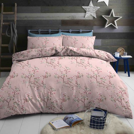 Bed Sheet Set Pink Base with Beautiful Flower Patterns