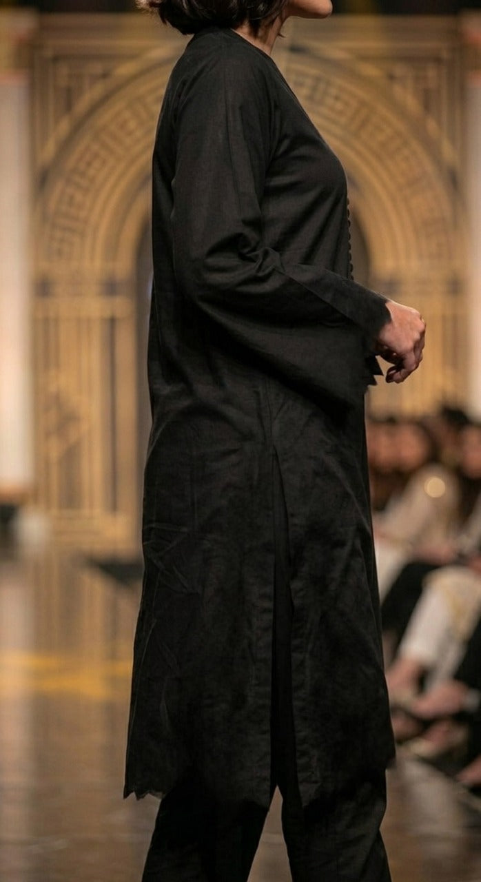Elegant Black Embroidered 2-Piece Suit