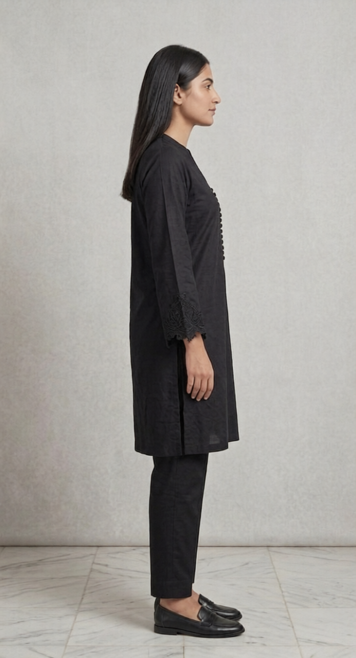 Elegant Black Embroidered 2-Piece Suit