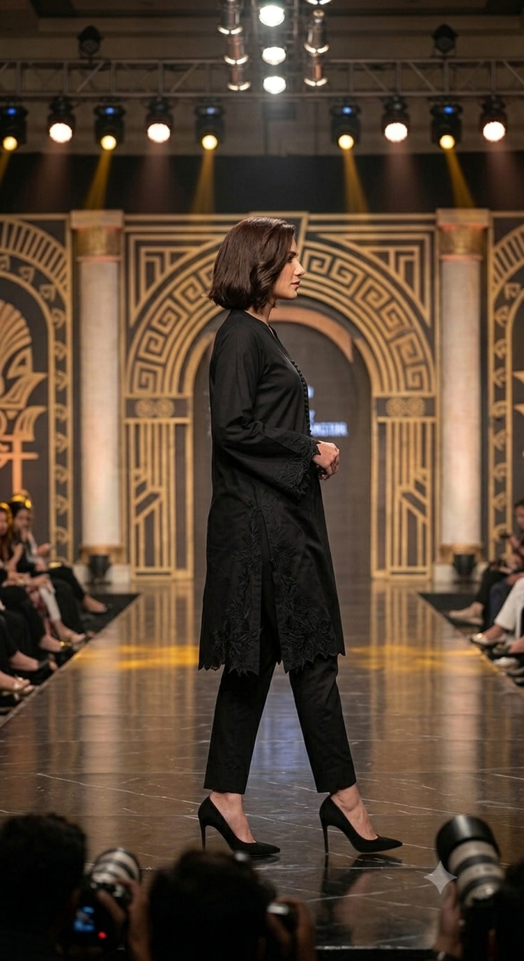 Elegant Black Embroidered 2-Piece Suit