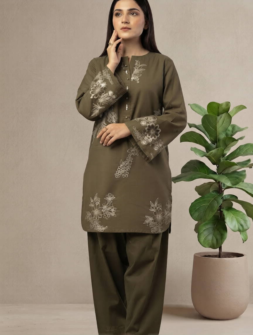 Olive Floral 2 Piece