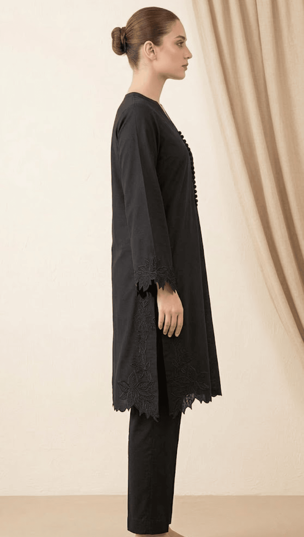 Elegant Black Embroidered 2-Piece Suit