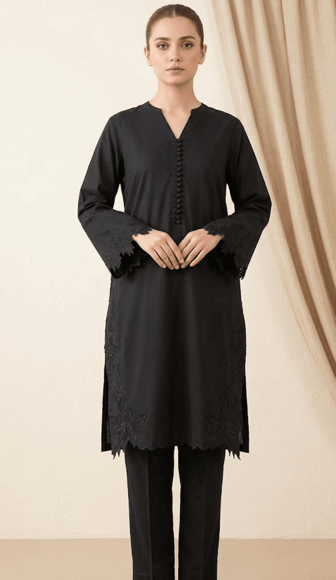 Elegant Black Embroidered 2-Piece Suit
